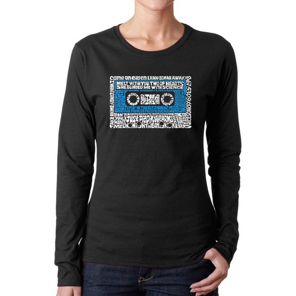 Women's Word Art Long Sleeve T-Shirt - 80s One Hit Wonders