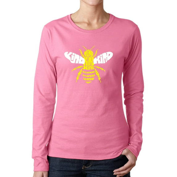 Women's Word Art Long Sleeve T-Shirt - Bee Kind