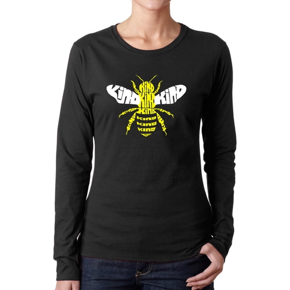 Women's Word Art Long Sleeve T-Shirt - Bee Kind