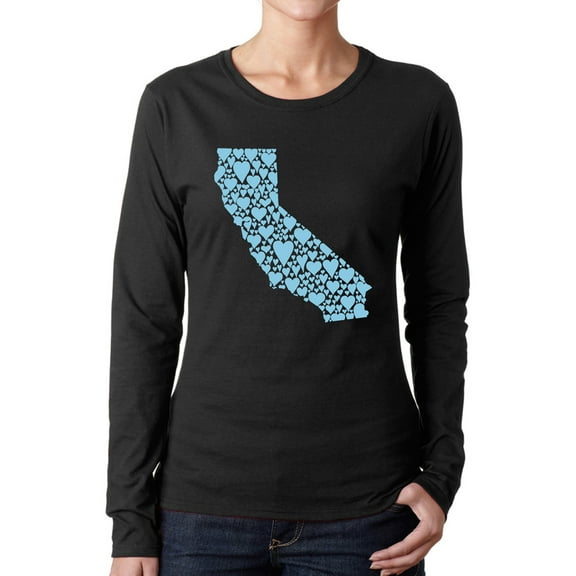 Women's Word Art Long Sleeve T-Shirt - California Hearts