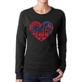 thumbnail image 1 of Women's Word Art Long Sleeve T-Shirt - July 4th Heart, 1 of 2