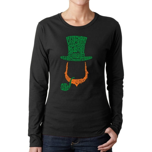 Women's Word Art Long Sleeve T-Shirt - Leprechaun