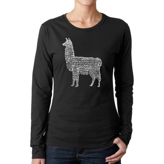 Women's Word Art Long Sleeve T-Shirt - Llama Mama