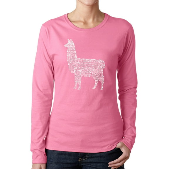 Women's Word Art Long Sleeve T-Shirt - Llama Mama