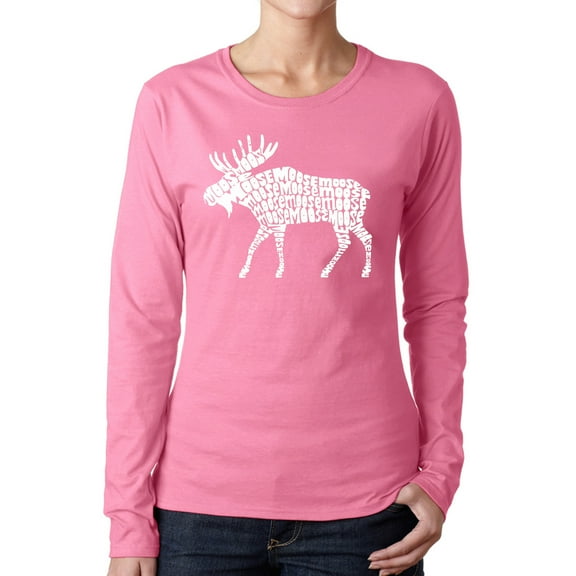 Women's Word Art Long Sleeve T-Shirt - Moose