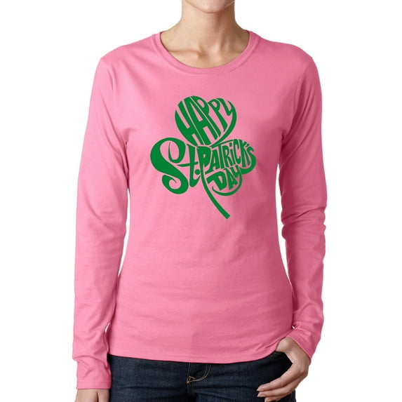 Women's Word Art Long Sleeve T-Shirt - St. Patrick's Day Shamrock