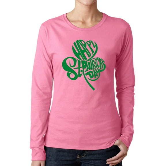 Women's Word Art Long Sleeve T-Shirt - St. Patrick's Day Shamrock