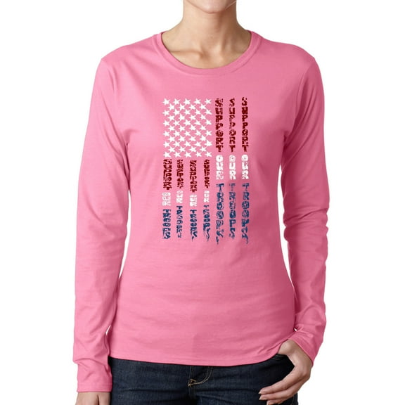 Women's Word Art Long Sleeve T-Shirt - Support our Troops