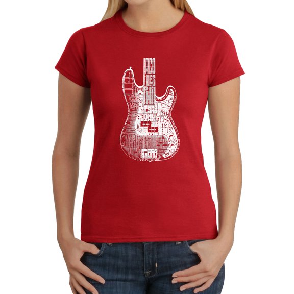 Women's Word Art T-Shirt - Bass Guitar