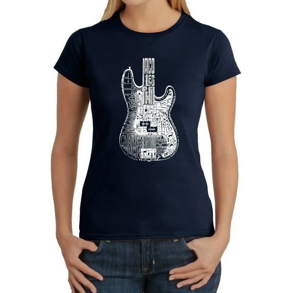 Women's Word Art T-Shirt - Bass Guitar