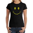 thumbnail image 1 of Women's Word Art T-Shirt - Be Happy Smiley Face, 1 of 2