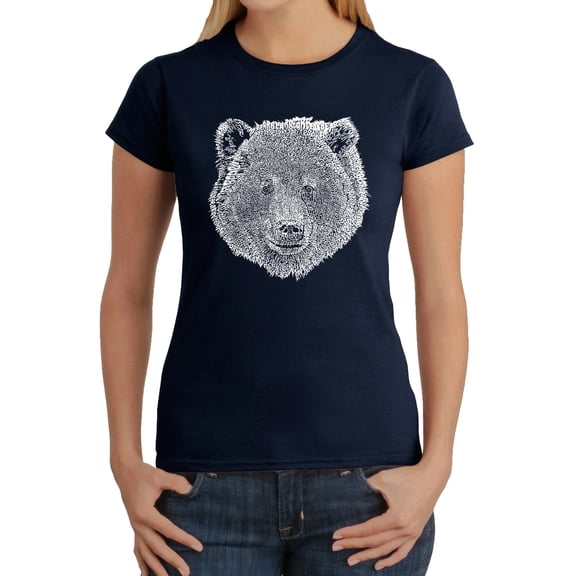 Women's Word Art T-Shirt - Bear Face