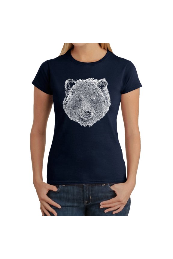 Women's Word Art T-Shirt - Bear Face