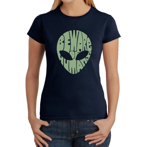 Women's Word Art T-Shirt - Beware of Humans