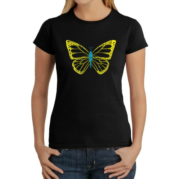 Women's Word Art T-Shirt - Butterfly