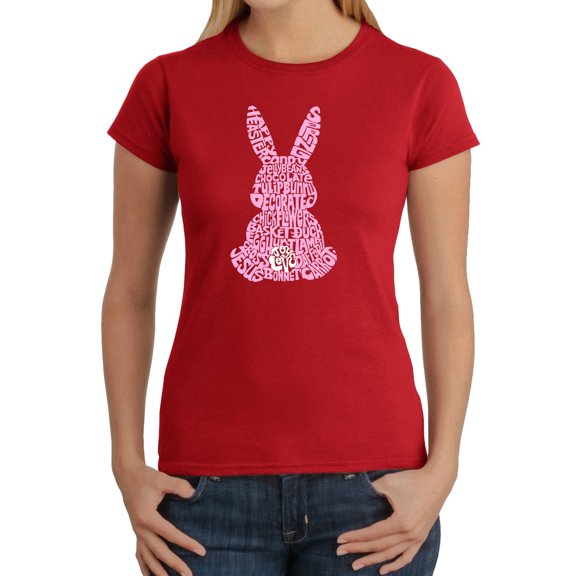 Women's Word Art T-Shirt - Easter Bunny