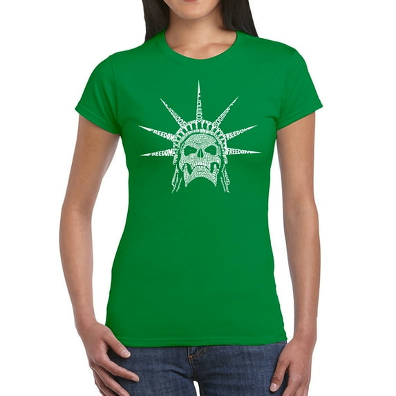Women's Word Art T-Shirt - Freedom Skull