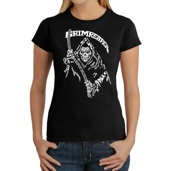 Women's Word Art T-Shirt - Grim Reaper