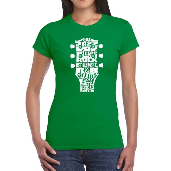Women's Word Art T-Shirt - Guitar Head Music Genres