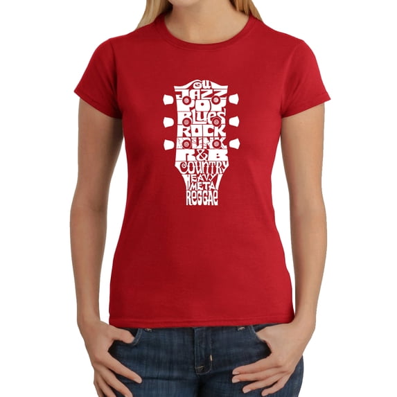 Women's Word Art T-Shirt - Guitar Head Music Genres