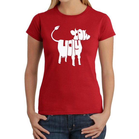Women's Word Art T-Shirt - Holy Cow