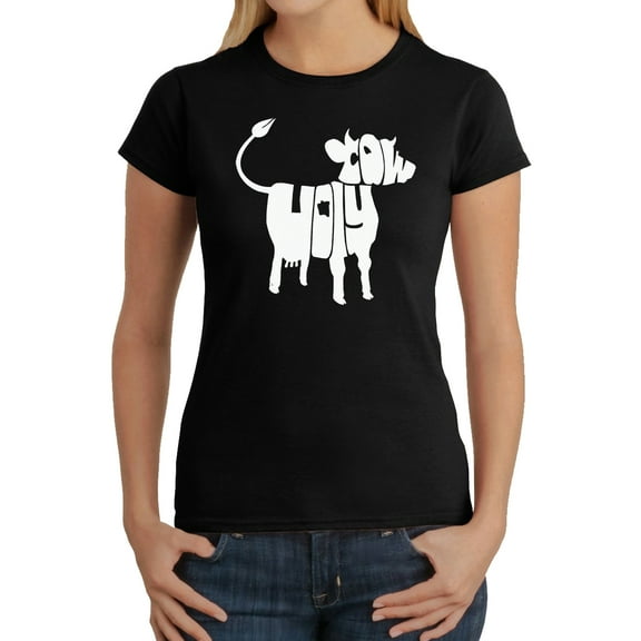 Women's Word Art T-Shirt - Holy Cow