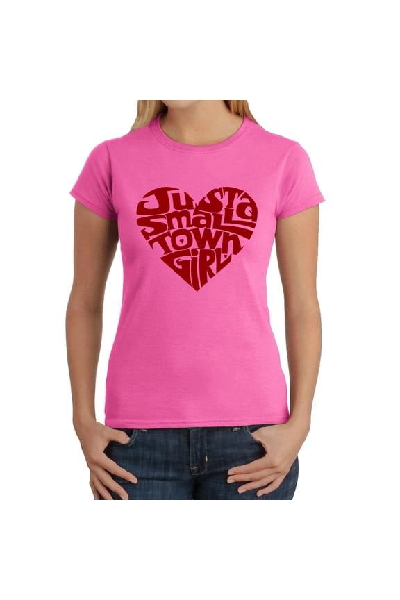 Women's Word Art T-Shirt - Just a Small Town Girl