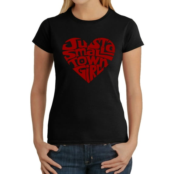 Women's Word Art T-Shirt - Just a Small Town Girl