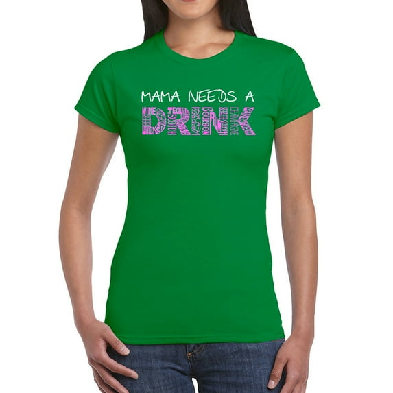 Women's Word Art T-Shirt - Mama Needs a Drink