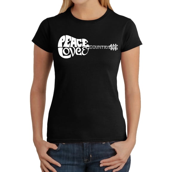 Women's Word Art T-Shirt - Peace Love Country