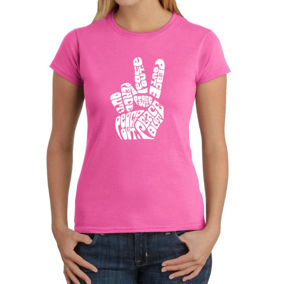 Women's Word Art T-Shirt - Peace Out