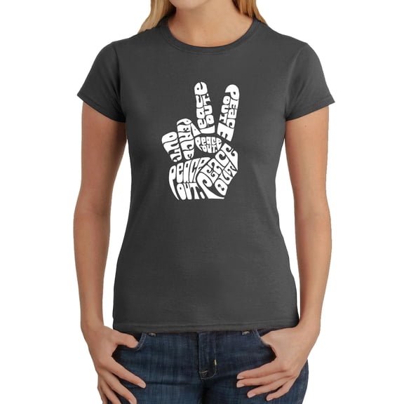 Women's Word Art T-Shirt - Peace Out