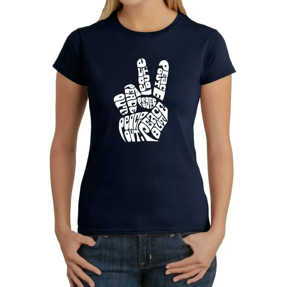 Women's Word Art T-Shirt - Peace Out