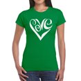 thumbnail image 1 of Women's Word Art T-Shirt - Script Love Heart, 1 of 2