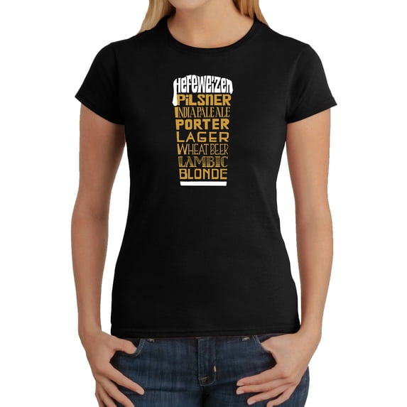 Women's Word Art T-Shirt - Styles of Beer