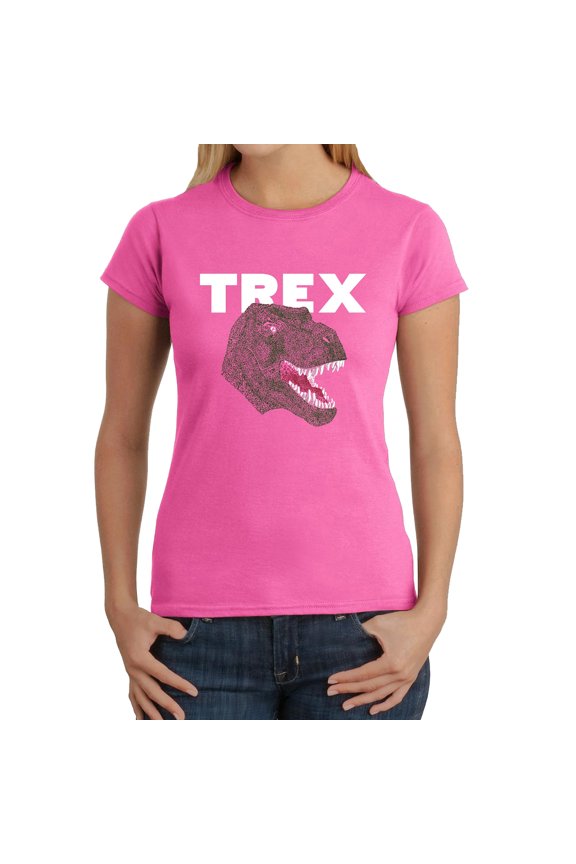 Women's Word Art T-Shirt - T-Rex Head