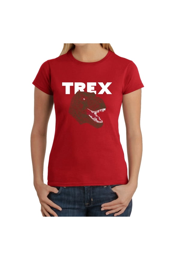Women's Word Art T-Shirt - T-Rex Head
