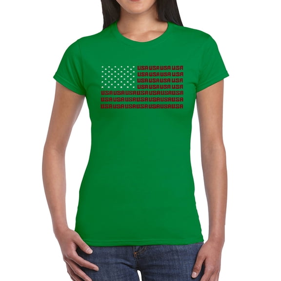 Women's Word Art T-Shirt - USA Flag