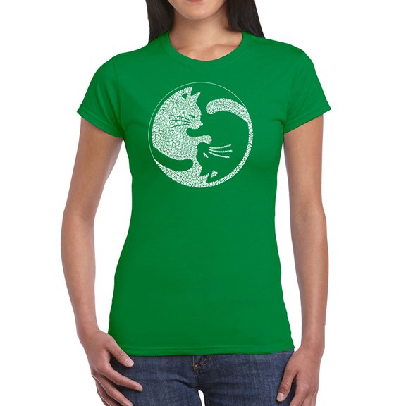 Women's Word Art T-Shirt - Yin Yang Cat