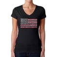 thumbnail image 1 of Women's Word Art V-Neck T-Shirt - 50 States USA Flag, 1 of 2