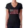 thumbnail image 1 of Women's Word Art V-Neck T-Shirt - Fireworks American Flag, 1 of 2