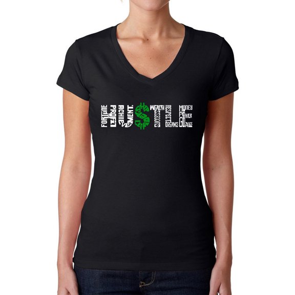 Women's Word Art V-Neck T-Shirt - Hustle