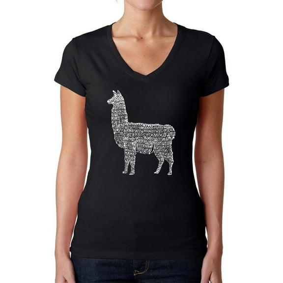 Women's Word Art V-Neck T-Shirt - Llama Mama
