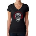 thumbnail image 1 of Women's Word Art V-Neck T-Shirt - Music Notes Skull, 1 of 2