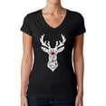 thumbnail image 1 of Women's Word Art V-Neck T-Shirt - Santa's Reindeer, 1 of 2