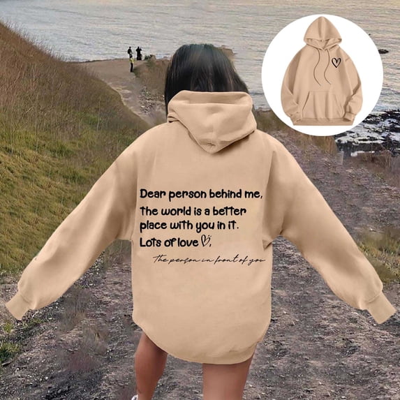 Women's Word Graphic Vintage Hoodie Long Sleeve Sweatshirt