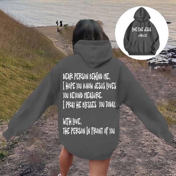 Women's Word Graphic Vintage Hoodie Long Sleeve Sweatshirt