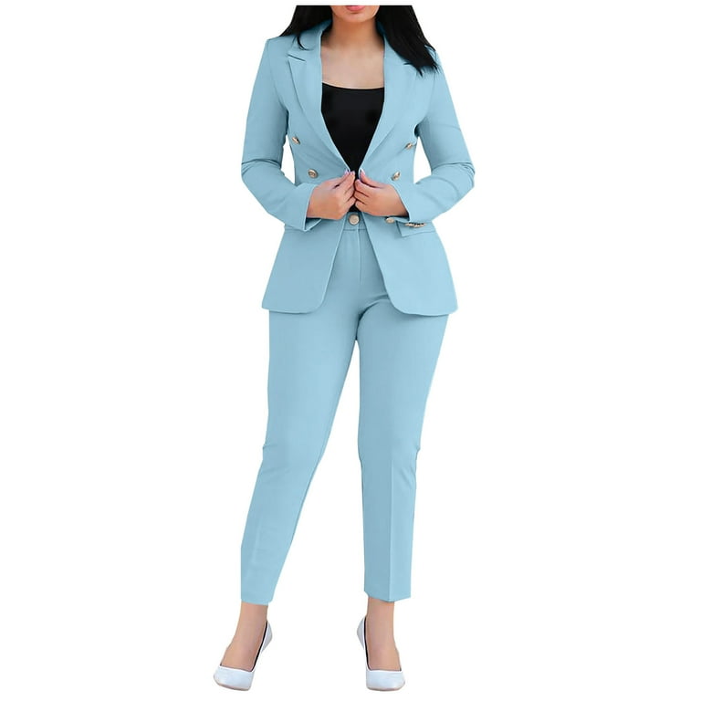 Women’s Work 2 Piece Set Classic Solid Color Business Office 