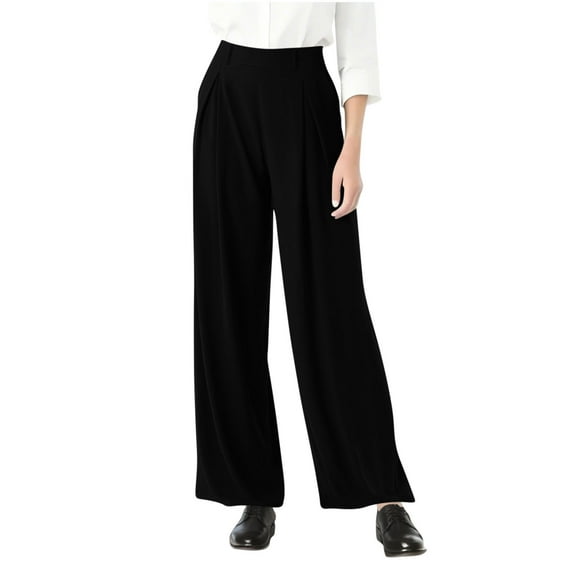 Women's Work Dress Pants Pleated High Waisted Slacks Trousers Fall Outfits Business Casual Pants Black S