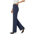 thumbnail image 1 of Women's Work Dress Pants Wide Leg Business Casual Slacks Stretchy Pull on High Waisted Office Trousers with Pockets, 1 of 9